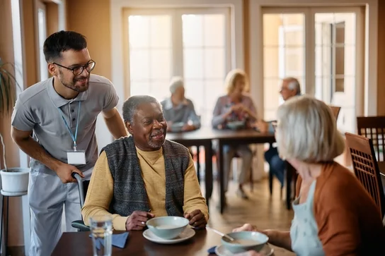 Senior citizens in a senior living center.