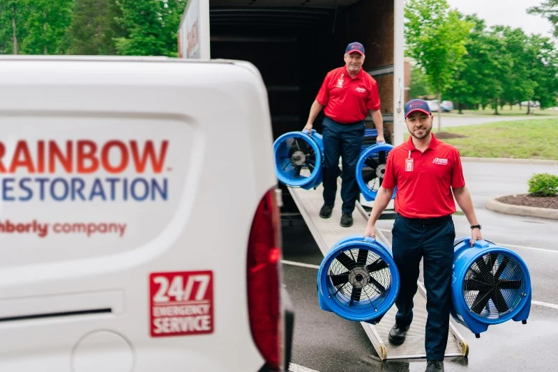 Rainbow Restoration specialist arriving for water damage services