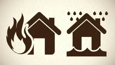 Symbols of fire and water damage