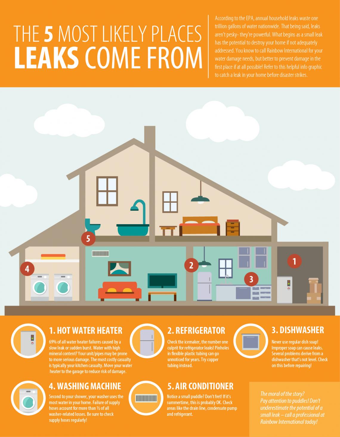 The 5 Most Likely Places Leaks Come From Top 5 Places Leaks Come From Infographic